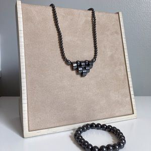 Handmade Hematite Crystal Healing Necklace & Bracelet Set